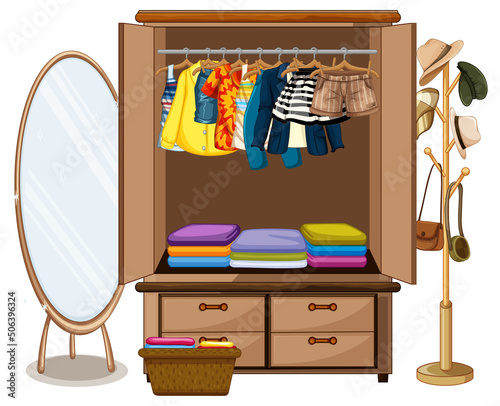 Different clothes hanging on the bars