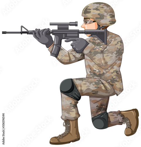 Soldier in uniform cartoon character