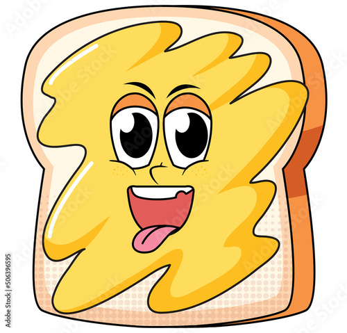 Bread cartoon character on white background