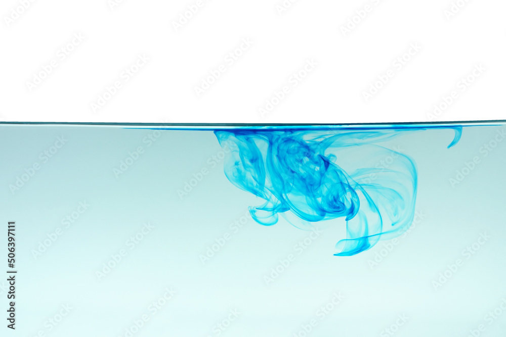 Color or ink in water on white background,Abstract smoke pattern,Colored liquid dye,Splash paint	