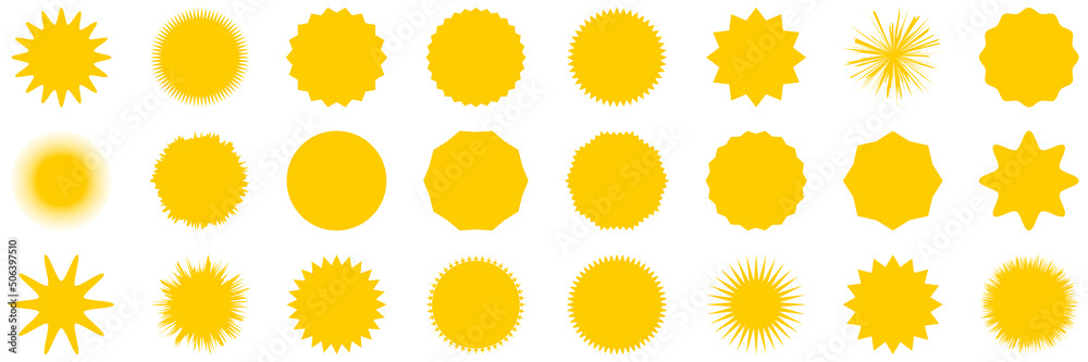 Fototapeta premium Sun vector icon. Yellow sun rays. Sunbeam. Sunny illustration. Sun shape. Vector illustration