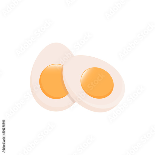 boiled eggs, cutaway eggs, vector illustration isolated on white background