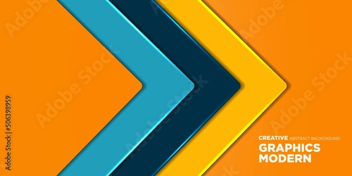 Abstract square theme arrows background with orange yellow blue navy color for graphics design .Eps10 vector