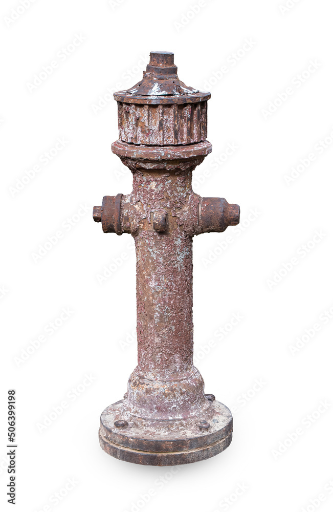 Old, rusty fire hydrant on an isolated white background Old, rusty fire hydrant on an isolated white background