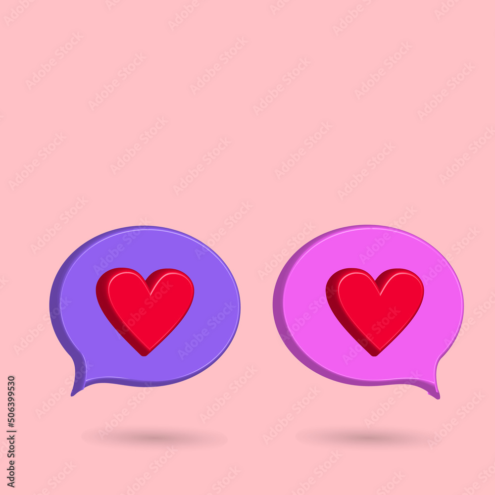 3D love speech balloon icon vector, for favorite icon on media social 