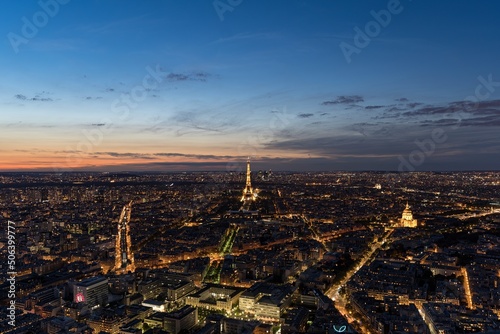 Panoramic view of Paris with the Eiffel tower