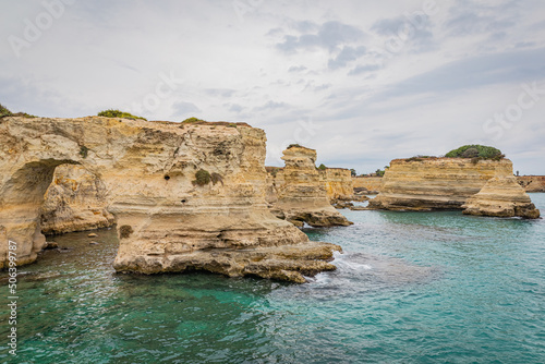 Sea stacks of Sant’Andrea in the province of Lecce, in Apulia.