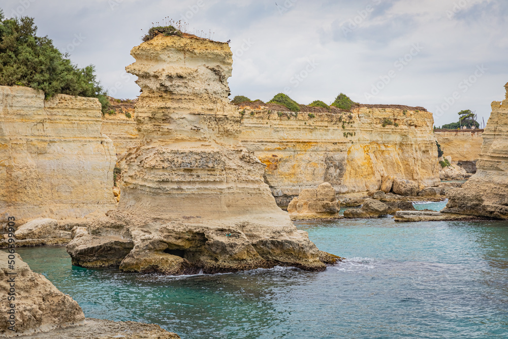 Sea stacks of Sant’Andrea in the province of Lecce, in Apulia.