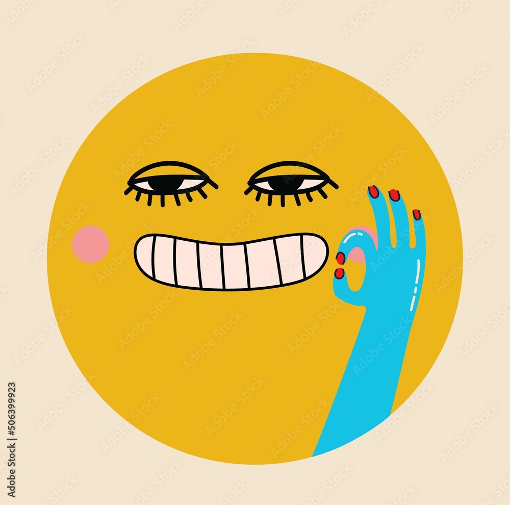 Crazy Abstract comic character face. Bright colors Cartoon style. Vector Illustration Crazy Abstract comic character face. Bright colors Cartoon style. Vector Illustration