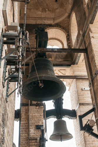 bells of tower of giralda in cathedral of Seville