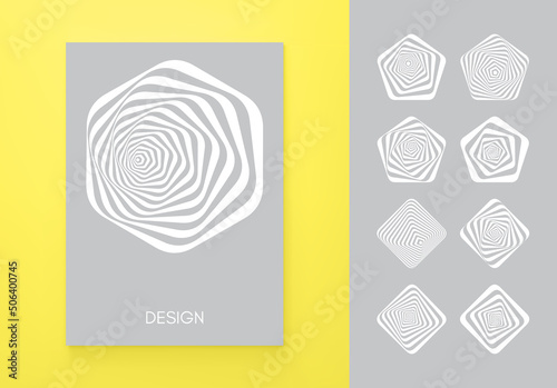 Abstract striped design element. Optical art. Cover design template. 3d vector illustration for brochure, magazine, poster, flyer and banner.  Сan be used as design element, emblem or icon.