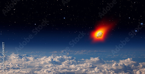 Fototapeta Naklejka Na Ścianę i Meble -  Attack of the asteroid over the clouds 