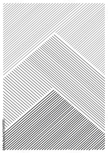 Geometric Triangle vector different thickness lines design, Black and white vector stripes background and textures poster