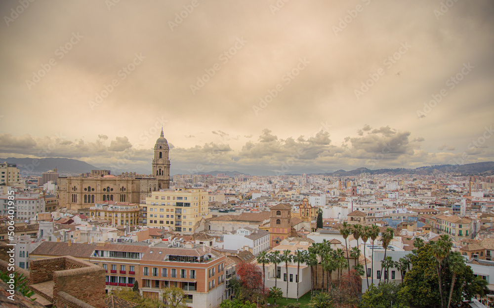 View of the Town of  Malaga in Andalusia, Spain