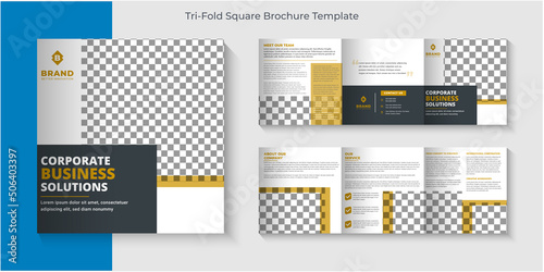 Tri-fold Square brochure design template, Creative corporate business Trifold Square brochure