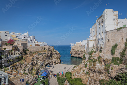 Polignano a mare is a town and comune in the Apulia  southern Italy  located on the Adriatic Sea.