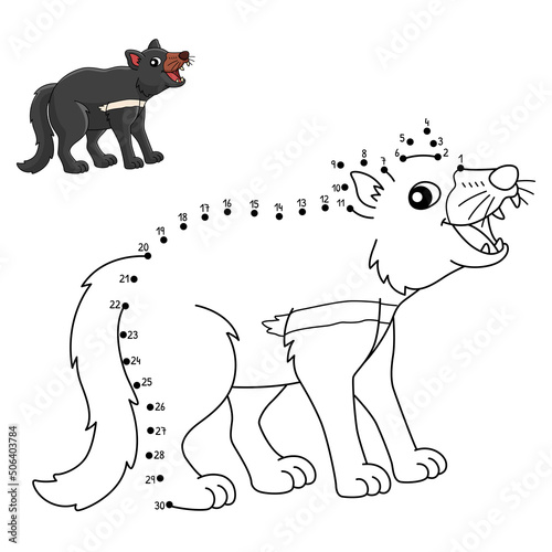 Dot to Dot Tazmanian Devil Animal Coloring Page  photo