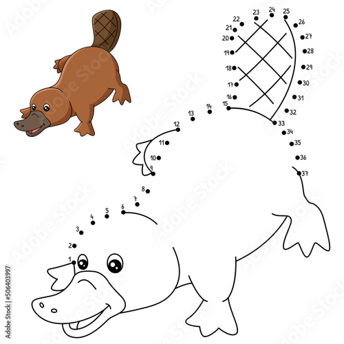 Dot to Dot Platypus Coloring Page for Kids