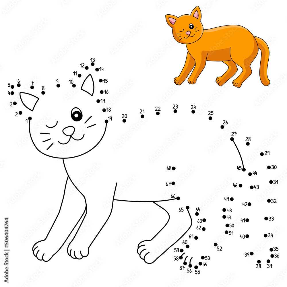 dot-to-dot-cat-coloring-page-for-kids-stock-vector-adobe-stock