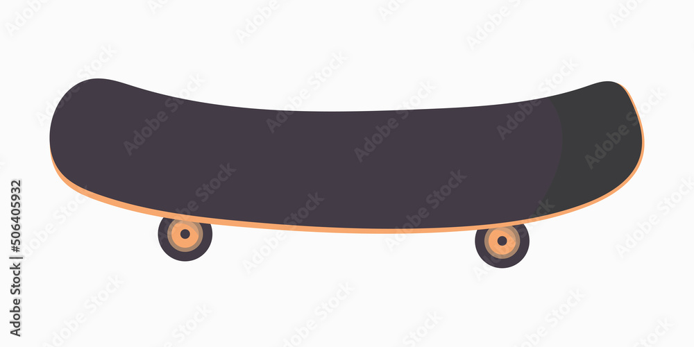 A skateboard. Design element on the theme of sports, walking, hobbies and leisure. Vector illustration. A skateboard. Design element on the theme of sports, walking, hobbies and leisure. Vector illustration.