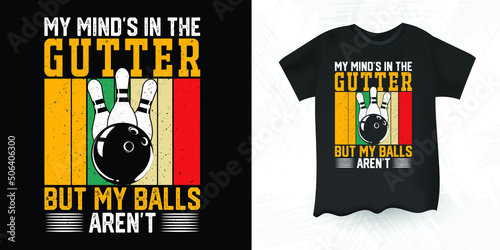 Roll Pins Strike Bowler Sports Team Funny Strike Bowling Gift Bowler Bowling Retro Vintage T-shirt Design 