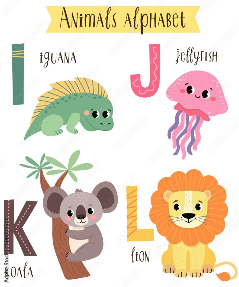 vector illustration of cute animals from A to Z. Children's alphabet in pictures. vector illustration of cute animals from A to Z. Children's alphabet in pictures.