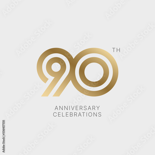 90 years anniversary logo design on white background for celebration event. Emblem of the 90th anniversary. photo