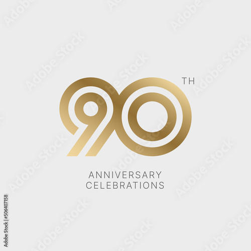 90 years anniversary logo design on white background for celebration event. Emblem of the 90th anniversary.