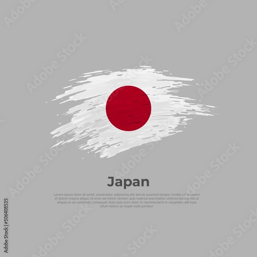 Japan flag. Brush strokes. Stripes colors of the japanese flag. Vector design national poster, template. Place for text. State patriotic banner of japan, cover. Copy space