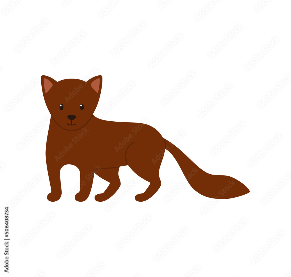 Weasel ferret wild forest animal character, flat vector illustration isolated. Weasel ferret wild forest animal character, flat vector illustration isolated.