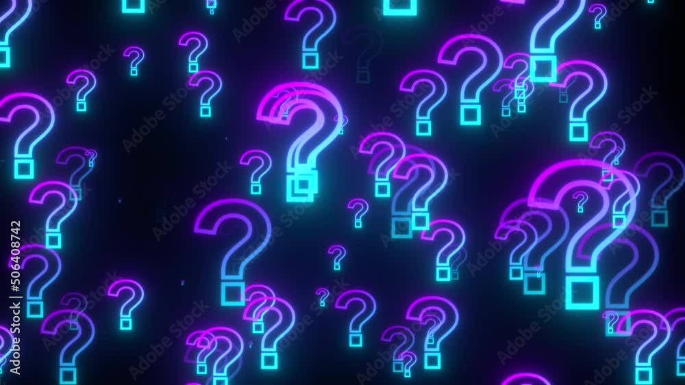 Glowing question marks. Computer generated 3d render