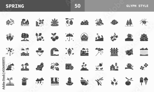 Spring icon set glyph of vector icons. Can used for digital product, presentation, UI and many more.
