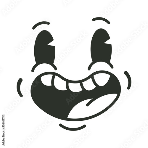 Cartoon happy face emotion vector illustration isolated on a white background.