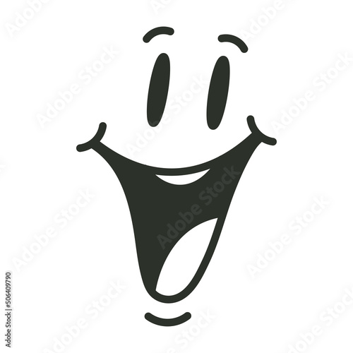 Cartoon laughing face emotion vector illustration isolated on a white background.