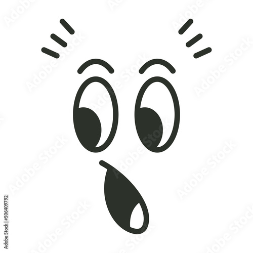Cartoon surprised face emotion vector illustration isolated on a white background.