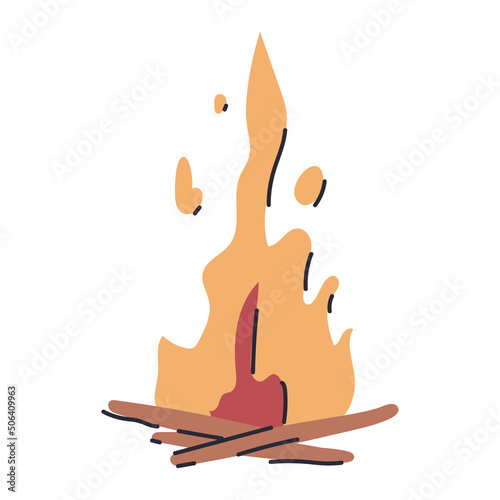 Bonfire vector cartoon illustration isolated on a white background.