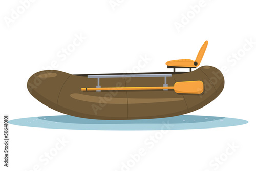 Inflatable rubber boat vector cartoon illustration isolated on a white background.
