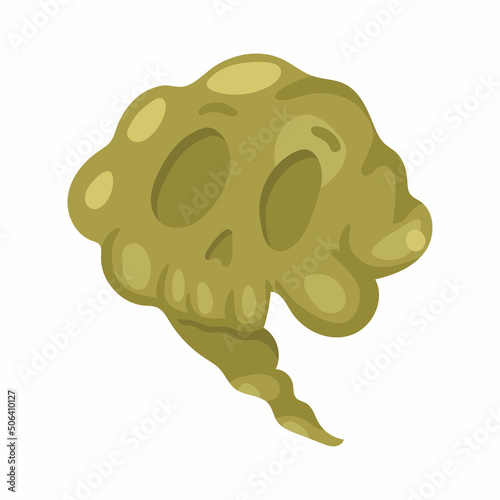 Green skull cloud vector cartoon illustration isolated on a white background.