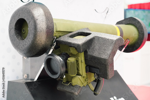 Javelin. Anti-tank missile FGM-148 Javelin. photo made on May 20, 2022, Bucharest, Romania.