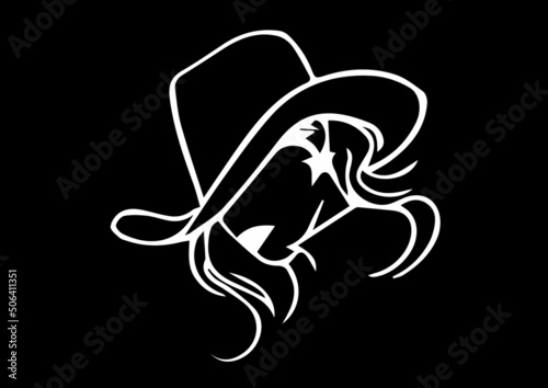 illustration of cowgirl head  best graphics design in vector art