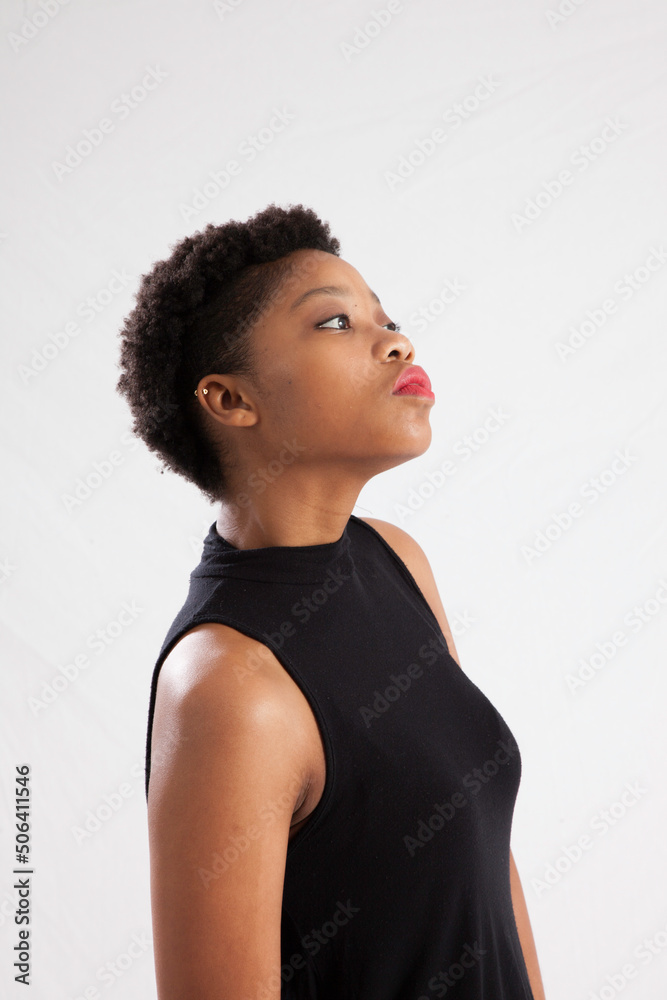 Beautiful Black woman with a pensive expression Beautiful Black woman with a pensive expression