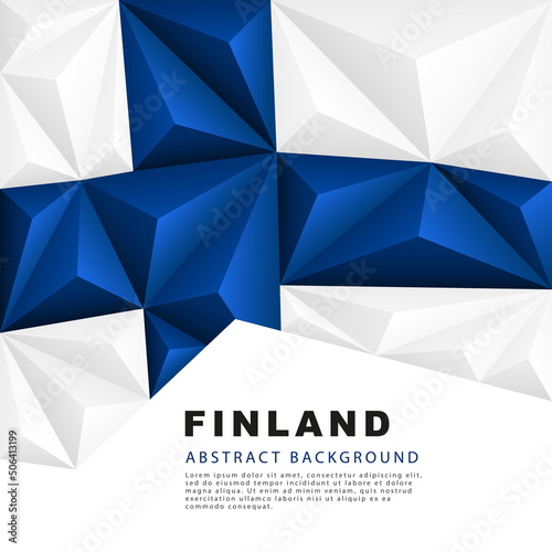Polygonal flag of Finland. Vector illustration. Abstract background in the form of colorful blue and white stripes