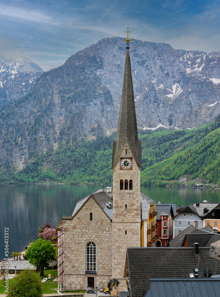 Church on the lake, Hallstatt, Austria