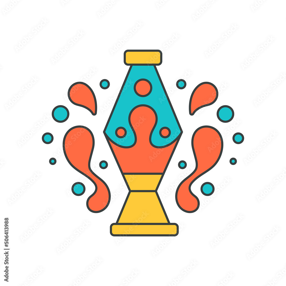 Magic lamp abstract mystery vessel multicolored drops pop art groovy t shirt print vector cartoon Magic lamp abstract mystery vessel multicolored drops pop art groovy t shirt print vector cartoon