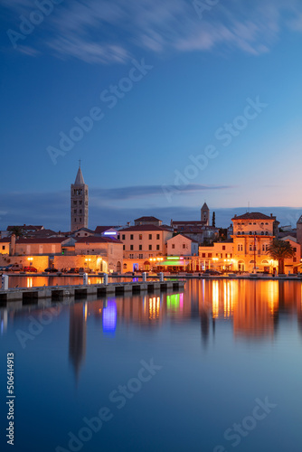 Obraz na płótnie Rab, Rab Island, Croatia. Cityscape image of iconic village Rab, Croatia located on Rab Island at sunset. w salonie