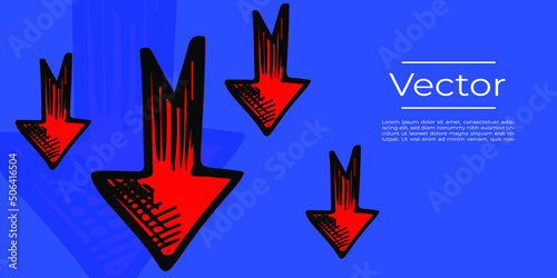 Downward trend red point graph sketch vector illustration. Bear market crash hand drawn background. Drop media banner