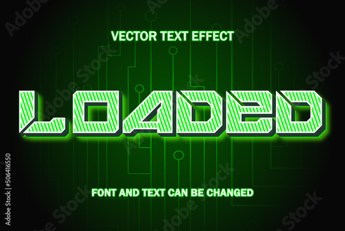 loaded green technology neon 3d editable text effect font style template