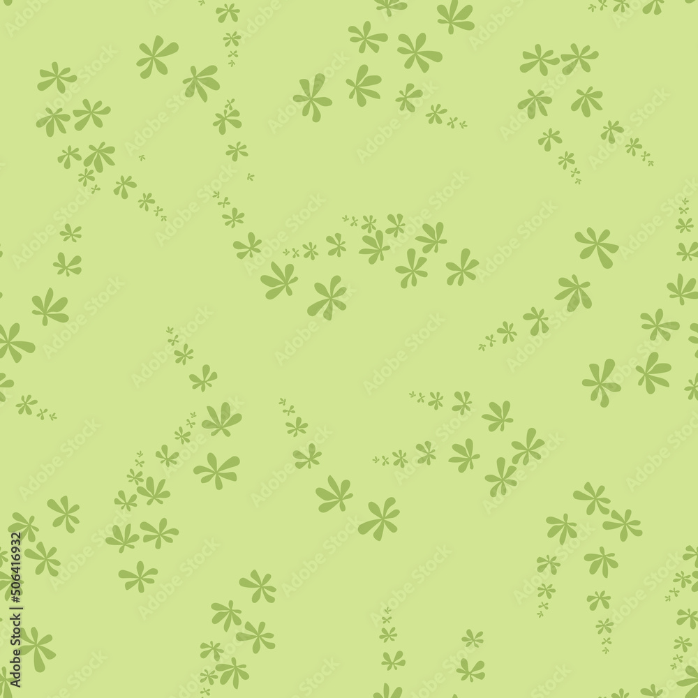 Vector pattern with small green flowers on a light green background. Liberty style millefleurs. Simple floral, elegant ornament. Repeat design for decor, textile, wallpaper, print, tile Vector pattern with small green flowers on a light green background. Liberty style millefleurs. Simple floral, elegant ornament. Repeat design for decor, textile, wallpaper, print, tile