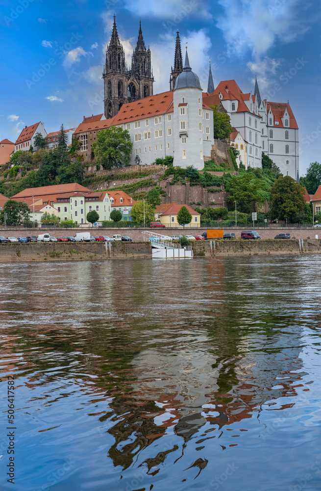 View on old city and castle Albrechtsburg Meissen, Saxony, Germany,