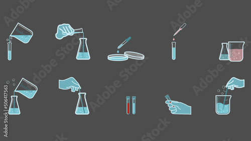 Science Laboratory Equipment icon Set.